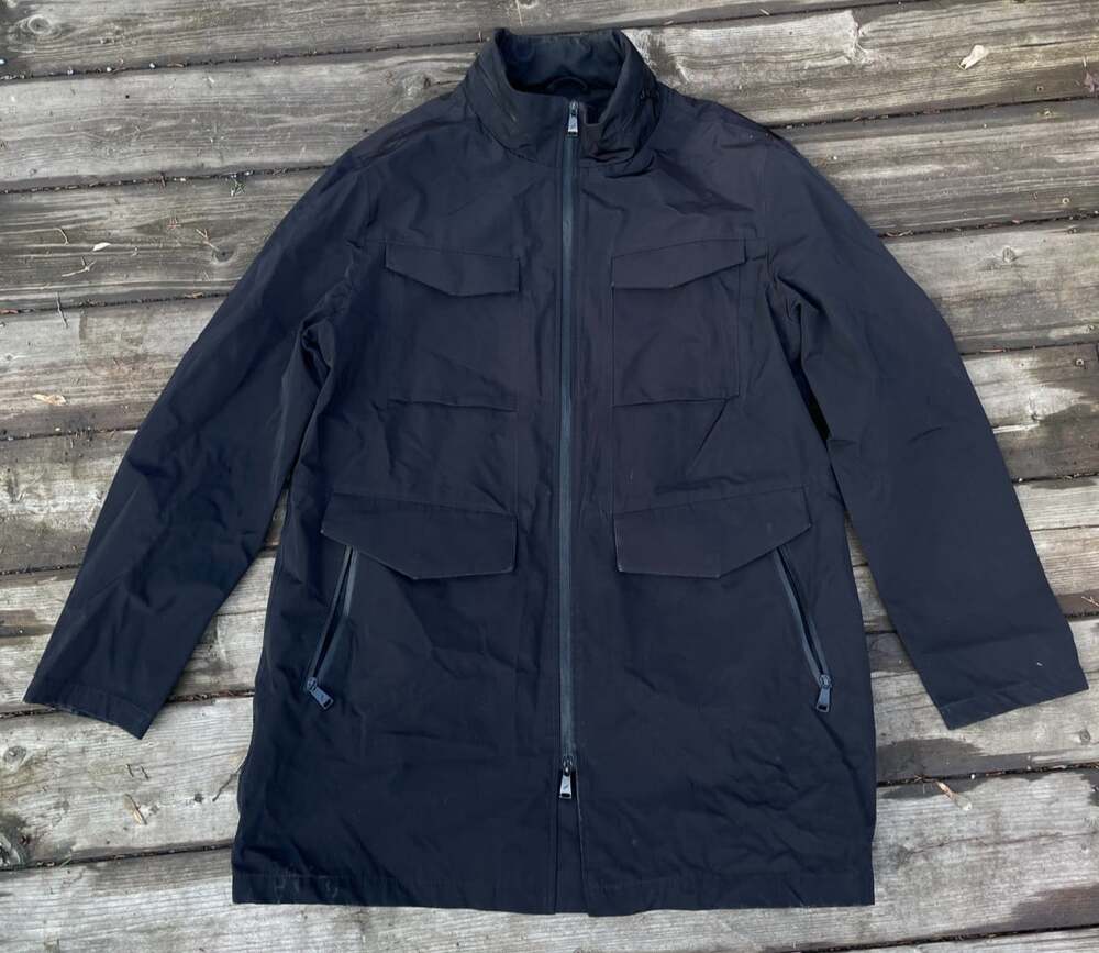 Daniel Hechter Paris Men Coat Jacket Double Collar Button Zip black Large